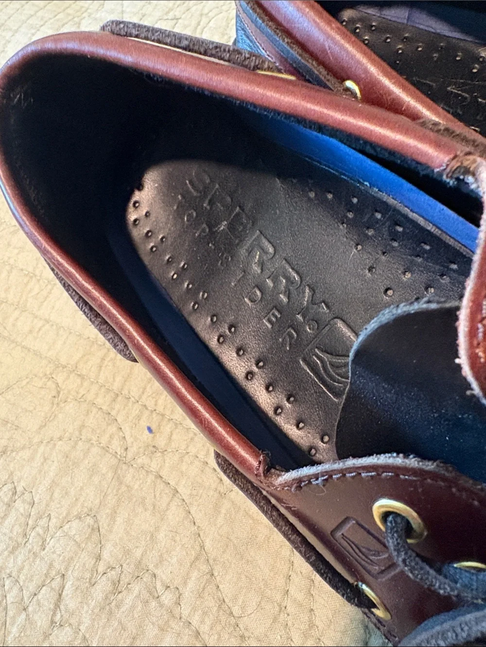 Men’s Sperry Two-Tone Brown and Black Leather Boat Shoes